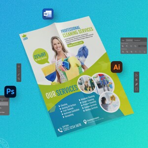 Flyer för städtjänster | Adobe Photoshop-mall | Adobe Illustrator-mall | MS Word-mall | Företagsflyer | Marknadsföringsflyer