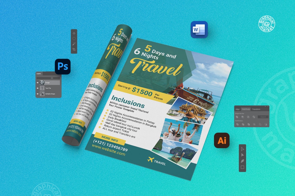 Vocation Flyers Travel Flyer Template | Adobe Photoshop Template | Adobe Illustrator ...