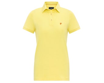 Klassiek damespoloshirt met kraag - Comfort Stretch, geborduurd piqué golfshirt - korte mouwen