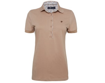 Chique poloshirt met halve mouwen - bloemenkraagdetail, Y2K preppy top voor dames - esthetisch golfshirt