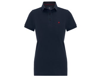 Elegant Collared Half-Sleeve Polo Shirt - Button-Up Piqué Golf Top for Women