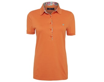 Vibrant Women Polo Shirt - Classic Cotton Golf Shirt - Floral Collar Casual Tennis Top