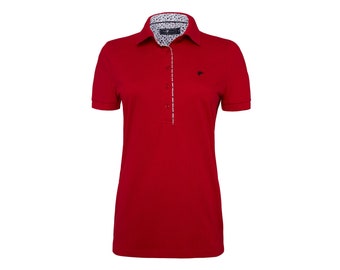 Florales Poloshirt für Frauen - Halbärmeliges Top, luxuriöses gesticktes Logo, Golf Shirt, adrette Kleidung, ästhetisches y2k Top, Geschenk für Mama