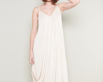 Elegant Ivory Long Satin Nightgown - Timeless Sleeveless Sleep Dress, Elegant Loungewear and Sleepwear - Comfy Chic Nightwear, Pajama Dress