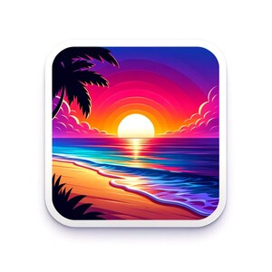 Vibrant sunset vinyl sticker For Laptop, Water Bottle, Hydroflask, Phone, Desk, Computer, Car