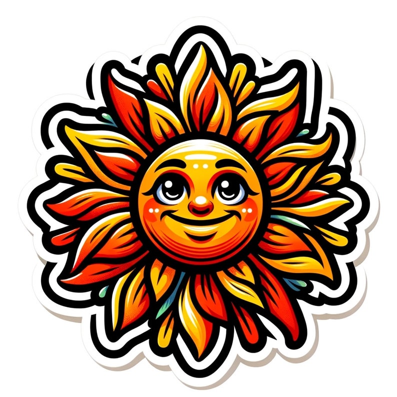 Sun Face Fun Sticker Fun Sun Vinyl Sticker for Laptop, Water Bottle, Hydroflask, Phone, Desk ...