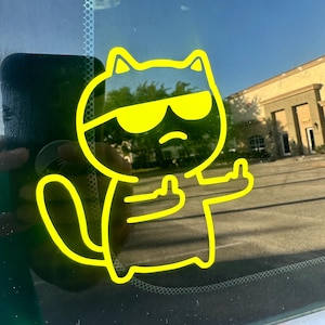 Middle finger cool cat decal