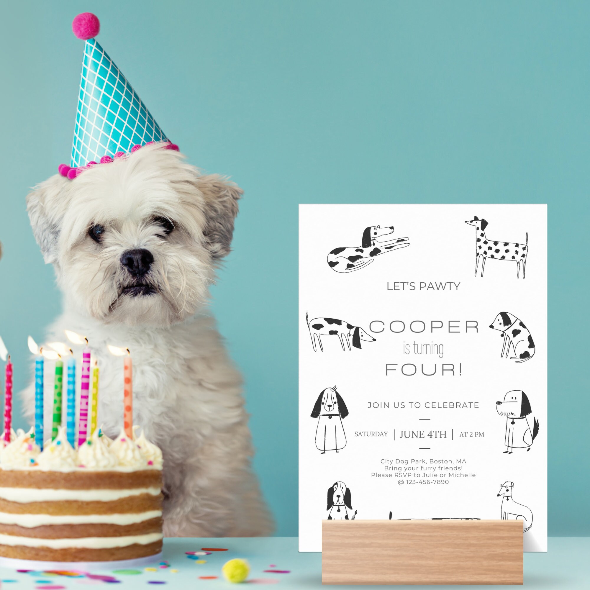 Editable DOG PAWTY Birthday Cupcake Toppers Party Toppers Template Printable Instant Digital ...