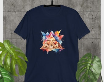 T-shirt graphique pyramides colorées - Design unique