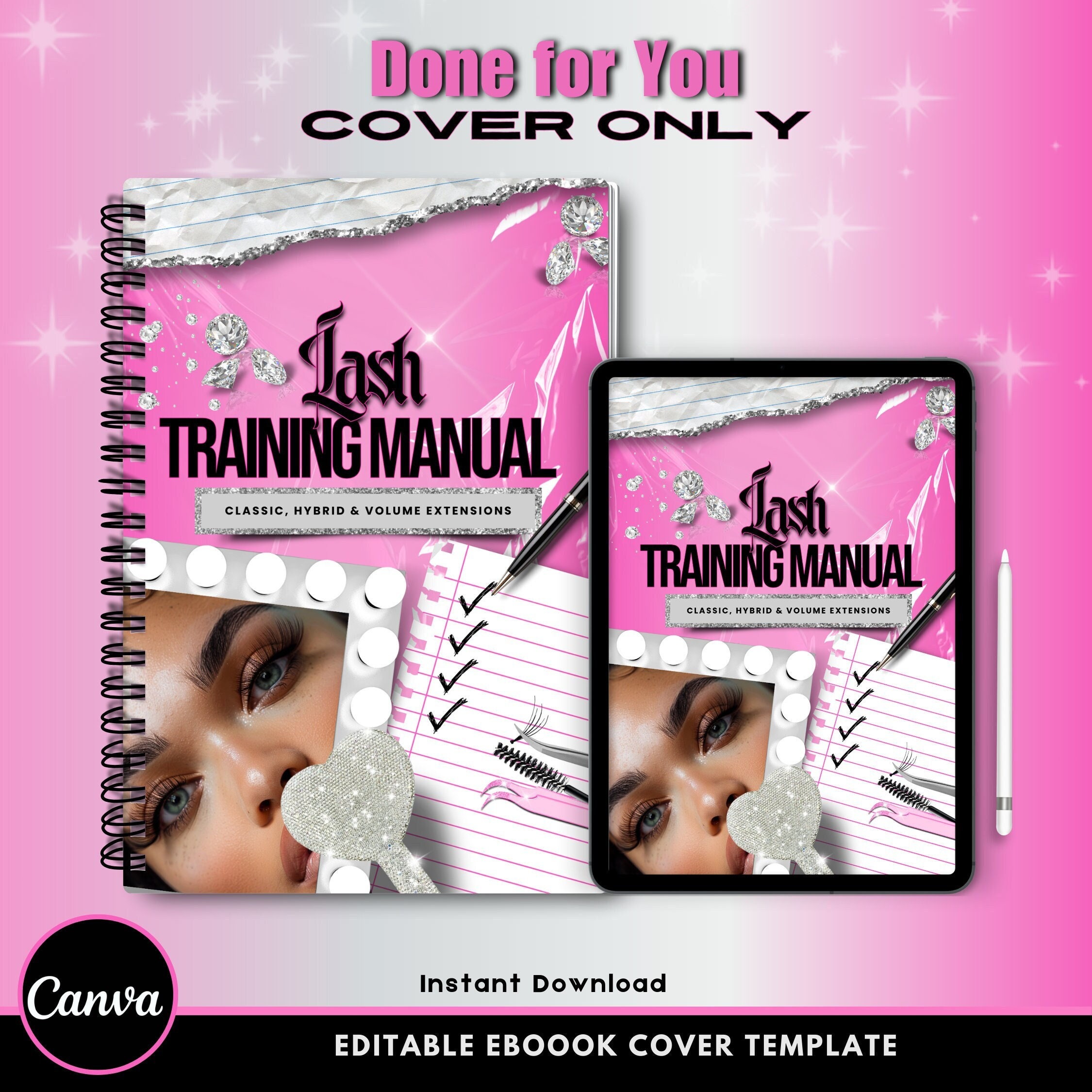 Lash Training Manual Ebook Cover: Editable Canva Template (digital ...