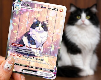 Custom Pet Pokemon Card, personalized poke, personalized pokemon, pet memorial, vmax, poke balls, custom mtg pet card, gifts for him