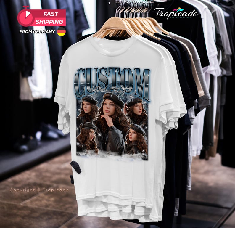 Camiseta Bootleg Rap personalizada, camiseta bootleg personalizada, camiseta com foto personalizada, presente de aniversário, presente de Natal para marido, personalize sua própria camiseta bootleg imagem 7