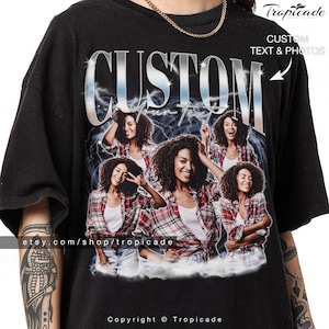 Custom Bootleg Rap Tee, chemise bootleg personnalisée, chemise photo personnalisée, bootleg personnalisé, cadeau de Noël du mari, personnalisez votre propre chemise bootleg
