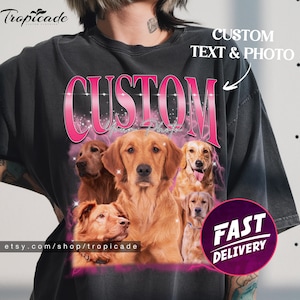 カスタムブートレグラップTシャツ、ペットカスタムTシャツ、カスタムブートレグシャツ、夫へのクリスマスプレゼント、カスタムフォトシャツ、カスタムブートレグシャツ