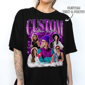 Camiseta Bootleg Rap personalizada, camiseta bootleg personalizada, camiseta com foto personalizada, presente de aniversário, presente de Natal para marido, personalize sua própria camiseta bootleg imagem 4