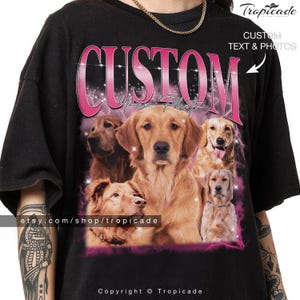Custom Bootleg Rap Tee, t-shirt personnalisé pour animaux de compagnie, chemise bootleg personnalisée, cadeau de Noël pour mari, chemise photo personnalisée, personnalisez votre propre chemise bootleg