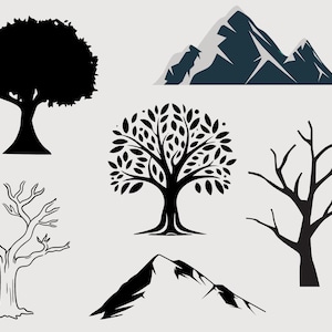 Oak Tree Svg, Oak Leaf Svg, Oak Tree Cricut, Oak Tree Silhouette, Trees Svg Bundle, Vector Oak Tree, Oak Tree Clipart, Oak Leaves, Oak Tree