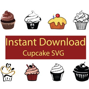 Cupcake Svg, Cupcake Clipart, Birthday Cake Svg, Cake Topper Svg, Valentine Sweet Svg, Colored Cupcake Svg,Cupcake Bundle Svg,Cupcake Vector