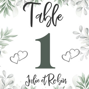 Marque table avec numéros