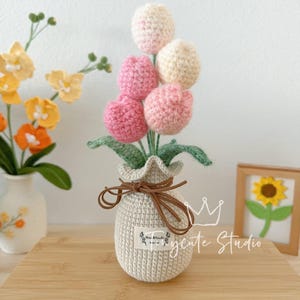 Crochet Tulip Flower Pot: Handmade Knit Gift