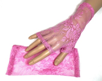 hot pink lace gloves
