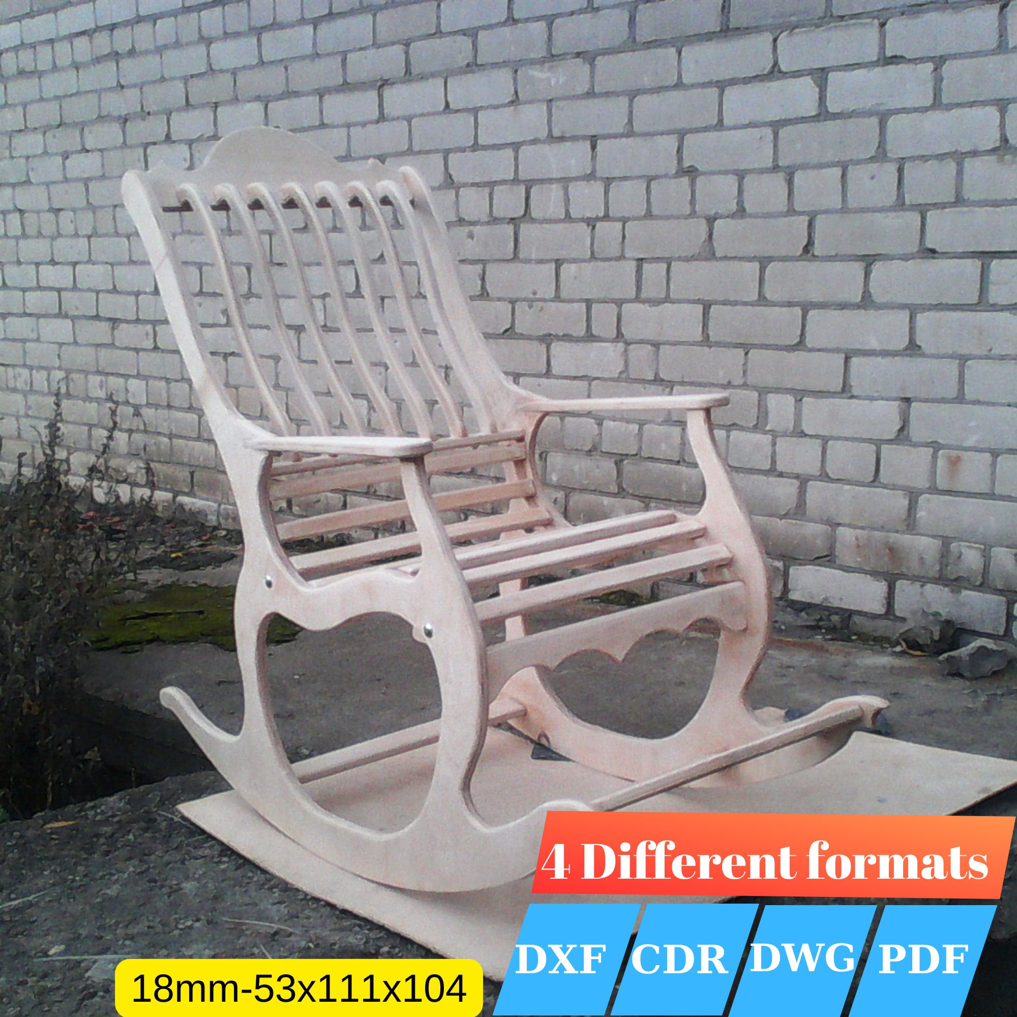 Rocking Chair CNC Cutting File, Wooden Chair (dxf, Cdr, Dwg, Pdf) - Etsy