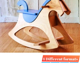 Plan de cheval à bascule en bois CNC, projet de mobilier de chambre d'enfant (téléchargement numérique)