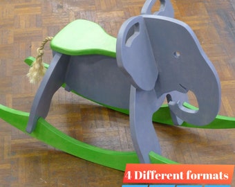 Fichiers CNC pour jouet à bascule éléphant, découpés au laser (dxf, cdr, dwg, pdf)
