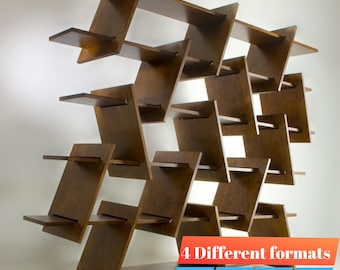 CNC Wooden Bookshelf Project, Cutting Files (dxf, cdr, dwg, pdf)