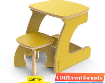 CNC Child Chair and Table Cutting Files (dxf, cdr, dwg, pdf)