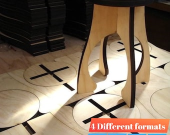 Wooden Stool CNC Cutting Files (dxf, cdr, dwg, pdf)