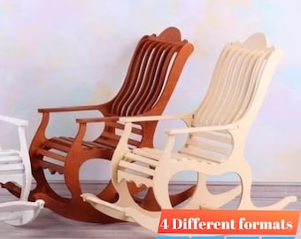 Rocking Chair CNC Cutting File, Wooden Chair (dxf, cdr, dwg, pdf)