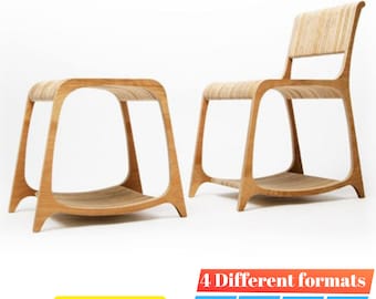 CNC Wood Chair and Coffee Table File (dxf, cdr, dwg, pdf)
