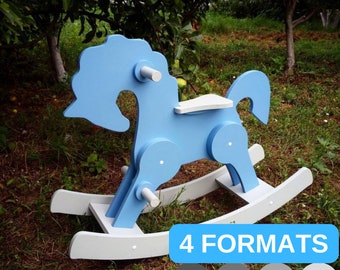 Fichier CNC cheval à bascule en bois, découpé au laser (dxf, cdr, dwg, pdf)