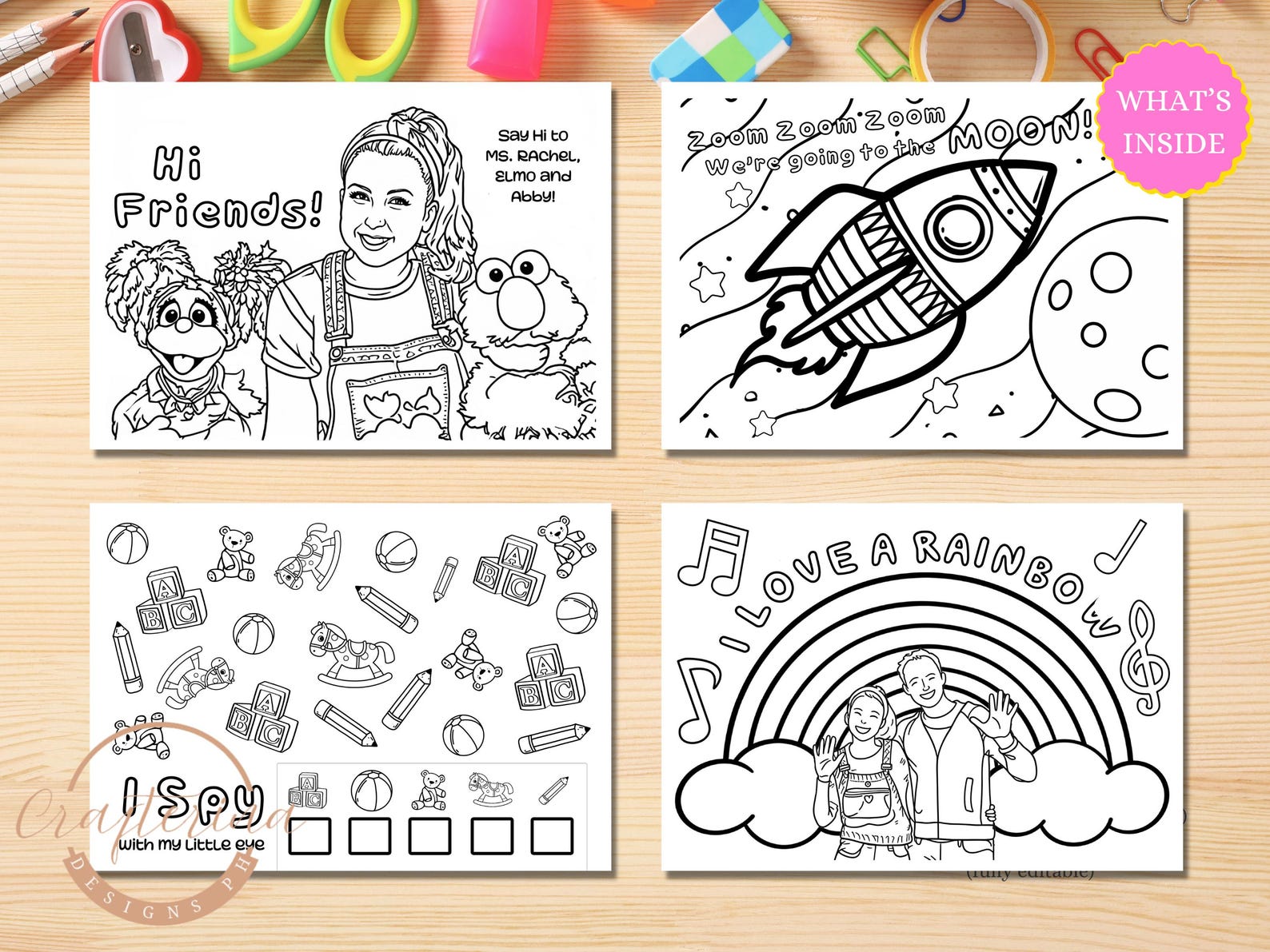 Ms Rachel Coloring Book & Crayon Box: Editable Birthday Party Bundle ...