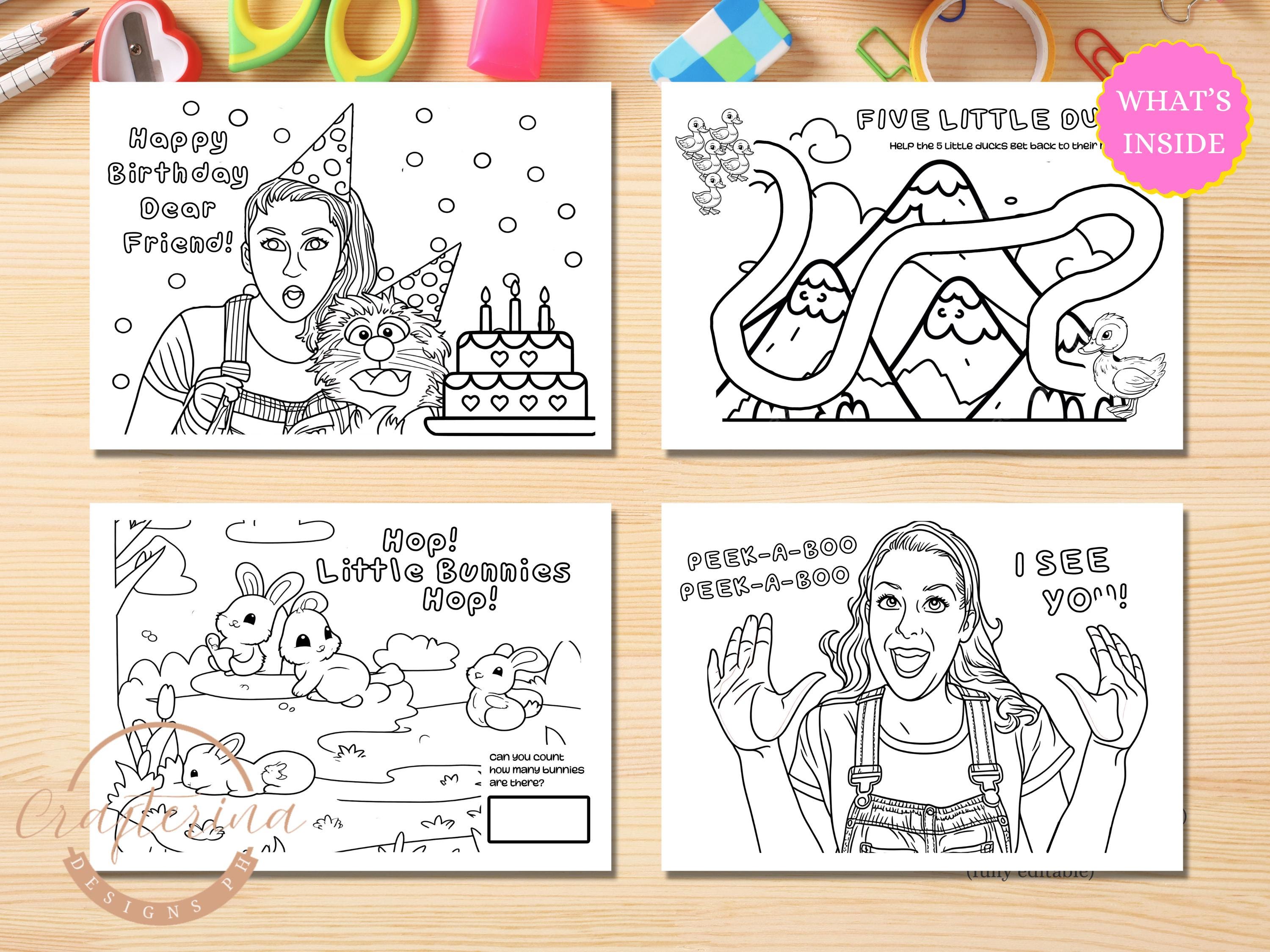 Ms Rachel Coloring Book & Crayon Box: Editable Birthday Party Bundle ...