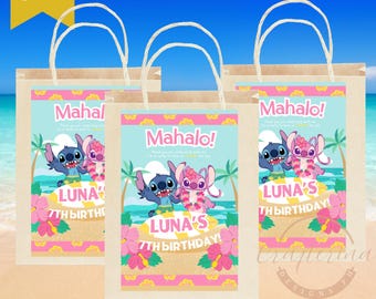 Stitch & Angel Party Favor Label: Goodie Bag, Birthday (Digital Download)