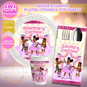 Gracies Corner Pappteller, Cup Wrapper, Utensilien Löffel und Gabel Halter Vorlagen | Digitaler Download