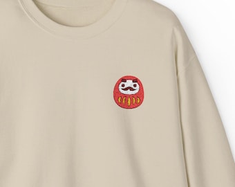 Japanese Daruma Embroidery Sweatshirt | Japan Gift | Good Luck Present | Nihon Souvenir | Nippon