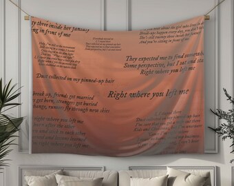Right Where You Left Me Indoor Wall Tapestry | Fabric | Did you ever hear about the girl who got frozen | Evermore | Eras Tour