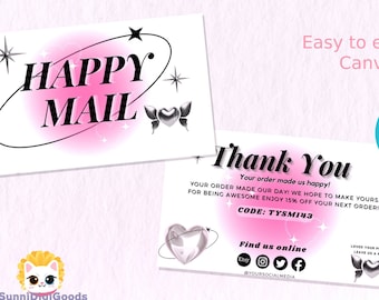 Retro Y2K Thank You Card Template KPOP Editable Business Thank You Card ...
