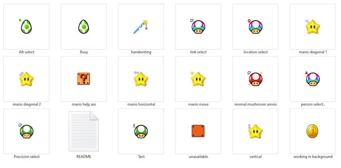 17 SUPER MARIO Bros Mouse Cursor Complete PC Mouse Pointers for Windows ...