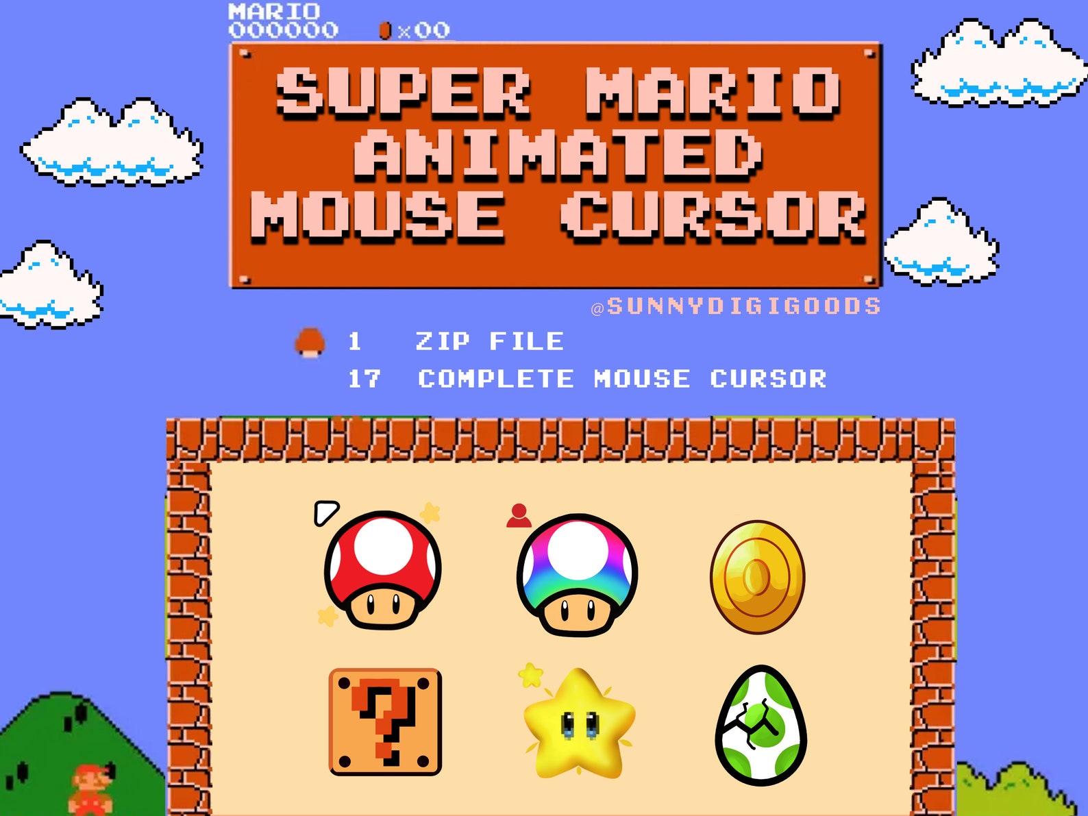 17 SUPER MARIO Bros Mouse Cursor Complete PC Mouse Pointers for Windows ...