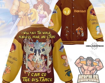 Hercules Jacket Men, Hercules Baseball Jacket, Disney Hercules Jacket, Jacket For Men, Hercules Racing Jacket, Cartoon Baseball Jacket