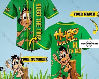 Hugo Baseball Jersey, Video Game Character Shirt, Hugo Troll Race Shirt, Video Game Baseball Shirt, Hugo Fan Shirt, Game Lover Gift