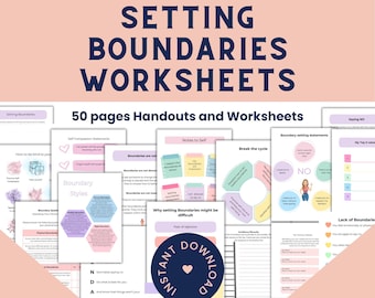 Boundary Setting Worksheets Healthy Boundaries Workbook Boundary statements Assertive Communication Skills Relationship Therapy Couples