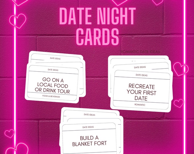 Date Night Cards, Date Night ideas, great for an anniversary idea, to create a date night game or couples gift idea