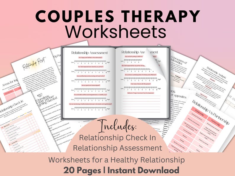 Couples therapy worksheets to help improve communication and avoid conflict. Ideal for couples of therapists.