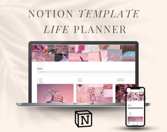 Notion-mall Livsplanerare Rosa Notion-planerare Digital journal Allt-i-ett-planerare Digital livsplanerare Personlig Notion-veckoplanerare