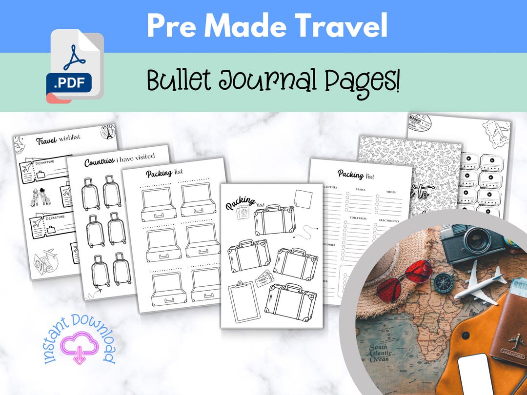 Premade Bullet Journal Pages, Bujo Template, BUJO Starter Kit, Travel ...